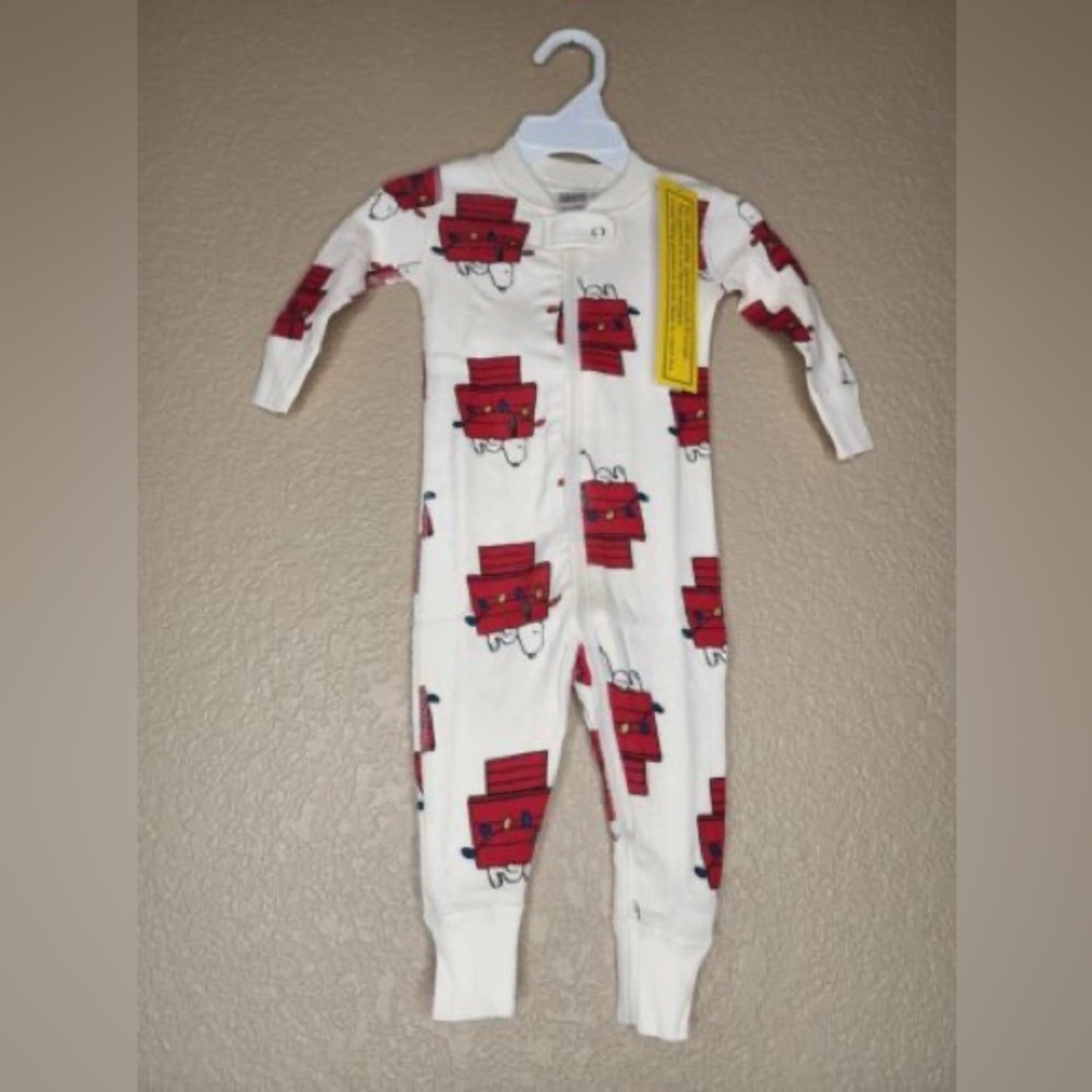 Peanuts x Hanna Andersson Christmas pajamas one piece baby 12-18 m
